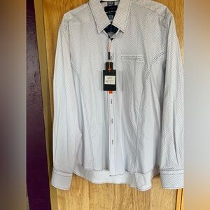 Eight X Premium Men XL Shirt Button Down Square Dots Blue Buckle Exclusive NWT